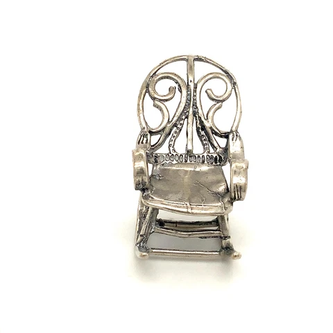 Vintage Signed Sterling Art Nouveau Grandmother Rocking Chair Figure Miniature Cover