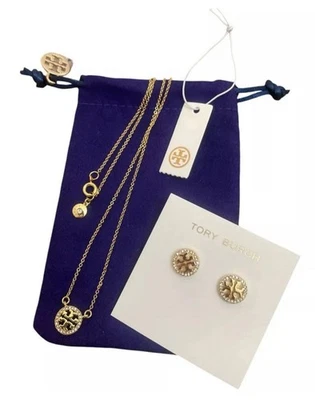 Tory Burch Miller Jewelry Set - Yellow Gold Tone with Pouch, Gift Ready - Image 1 of 4