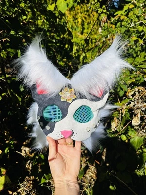 Therian Cat Mask Black And White Calico Cat - Image 1 of 4