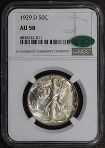 1929-D (AU58 CAC) Walking Liberty Half Dollar 50C NGC - KEY DATE - Picture 1 of 4