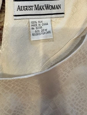 Blusa August Seda 100% Seda Manga Corta Crema Talla 20W Talla Grande Cápsula de Lujo Foto 1 de 4