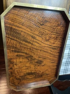 25"x17.25"x2.25" Tommaso Barbi Rosewood & Brass Tray Made in Italy - Picture 1 of 14