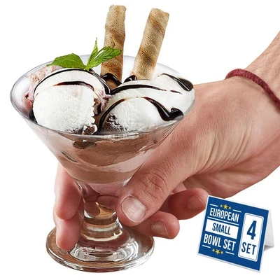 玻璃冰淇淋碗套装,小型甜点杯适用于 Trifle Parfait Sundae Puddin... — 第 1/4 张图片