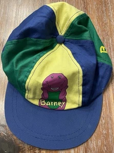 1992 Vintage Barney Kids Hat Scrunched Back Printed Graphic Baseball Cap - Picture 1 of 3