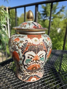 Vaso zenzero asiatico CHINOISERIE/GIAPPONESE Moriage & motivi dorati e scene floreali - Foto 1 di 14