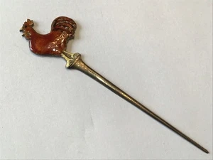 VINTAGE STERLING SILVER ROOSTER COCKTAIL GARNISH PICK - Picture 1 of 2