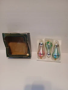 Globo de Aire Caliente Oro Verde De Colección Vidrio Mercurio Adorno de Navidad Colombia Paquete de 3 - Imagen 1 de 6