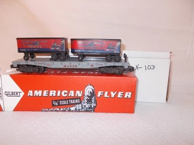 AMERICAN FLYER 24550 MONON FLAT CAR WITH 2 ORIGINAL TRAILER LOADS LOT #X-103 - Image 1 of 4