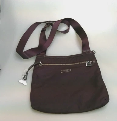 TUMI Voyageur Small Crossbody Bag Plum Purple Nylon Leather Trim Travel Purse - Image 1 of 4