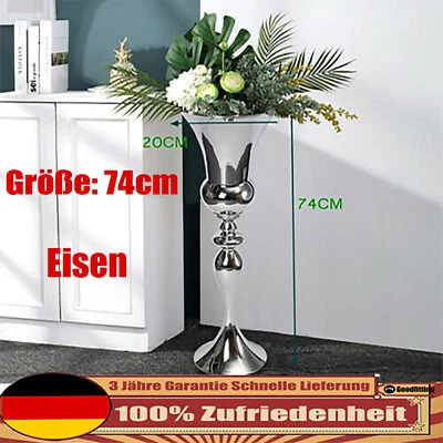 74CM Moderne Bodenvase Große Blumenvase Metall Vase Silber Home Dekoration DE - Bild 1 von 4