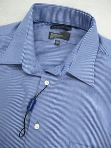 COVINGTON Mens Large 16-16.5 Wrinkle Stain Free Shirt Buttoned Down Striped Blue - Picture 1 of 9