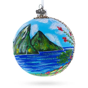 The Pitons, St. Lucia Glass Ball Christmas Ornament - Picture 1 of 5