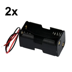 2x 4-AA Battery Spring Clip Holder Case Plastic Box Tow Layers Stacked 6V DC Out - Picture 1 of 6