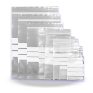 Clear Grip Seal Bags Write on Panel Poly Polythene Resealable Pouches All Sizes - Picture 1 of 4