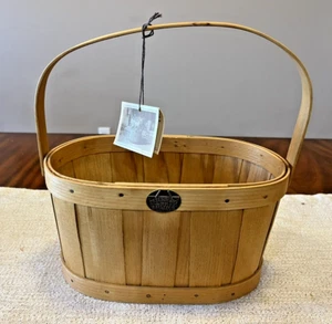 Vintage Peterboro Korb Co geflochten Holz Korb Griff Rechteck 11"x7"x6" - Bild 1 von 6