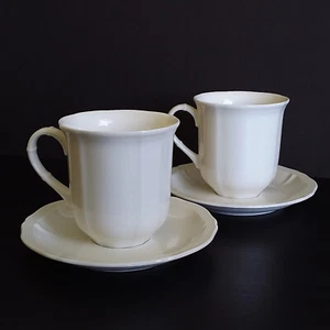 "Chambord" Pattern All White 2 Mug and 2 Saucer Set Germany Villeroy @ Boch - Picture 1 of 11