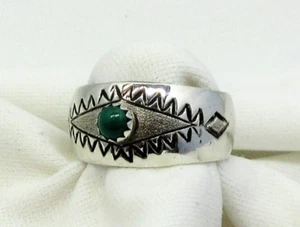 Bandring Größe 10 grün Türkis Ehering Sterlingsilber Southwestern #59 - Bild 1 von 7