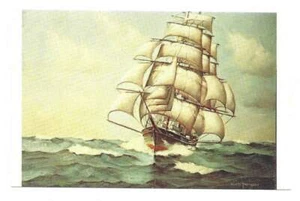 Mystischer Künstler Ellery Thompson HOHES SCHIFF VOLLE SEGEL POSTKARTE Vintage unbenutzt sd - Bild 1 von 2