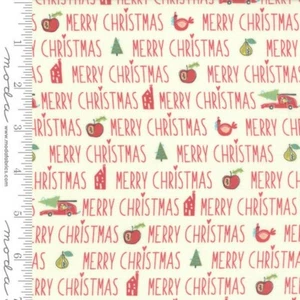Christmas Fabric - Oh What Fun Sandy Gervais Word Stripe Red - Moda YARD - Picture 1 of 1