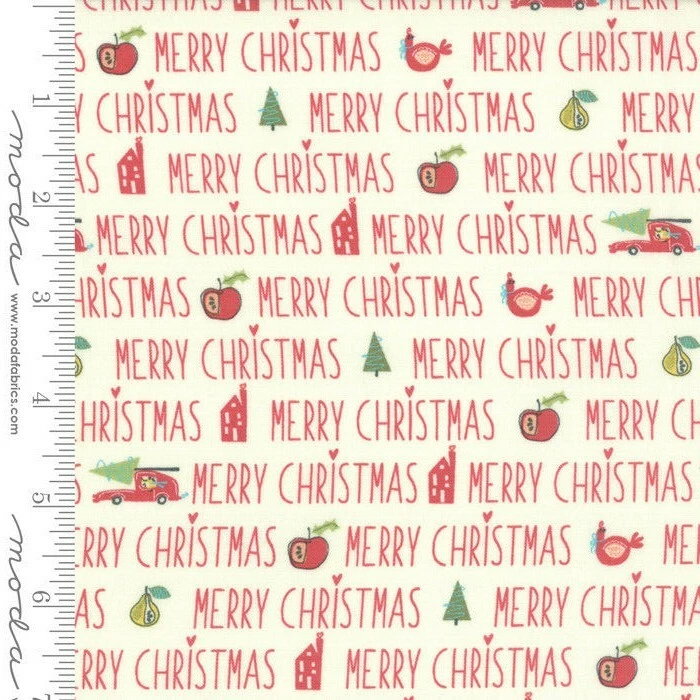 Christmas Fabric - Oh What Fun Sandy Gervais Word Stripe Red - Moda YARD - Image 1 of 1