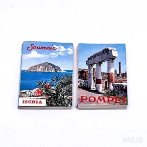 2-Piece Set Vintage Tourist Souvenir With 20 Views Ricordo Ischia & POMPEI - Picture 1 of 10