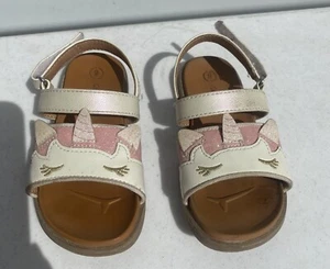 Cat & Jack Pink Unicorn Glittler T-Strap Sandals Baby Girls Size 9 Toddler - Picture 1 of 8