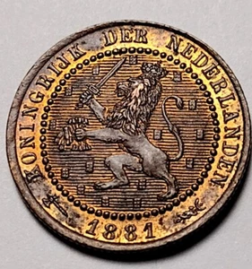 Países Bajos: 1881 un centavo sin circular escaso en este grado 60-543 - Imagen 1 de 8