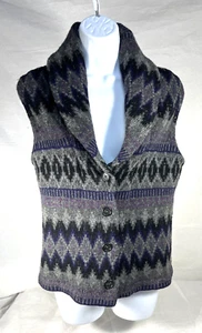 Lauren Ralph Lauren Wolle lila & grau indische Decke aztekische Weste Pullover Gr. S - Bild 1 von 9