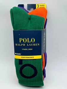 NEW 3 PAIR MENS POLO RALPH LAUREN PERFORMANCE COTTON BLEND CREW SIZE 6-12.5 - Picture 1 of 4