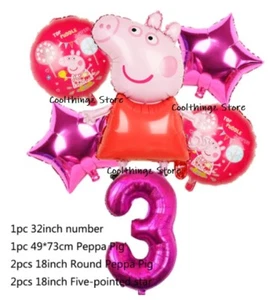 PEPPA PIG PINK BALLOON SET Puddle Jumper for 3rd Birthday Party Decoration AGE 3 - Picture 1 of 3