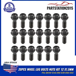 Set of 20 Wheel Lug Bolts Nuts 12 X1.5mm for BMW E46 E90 E39 E60 E53 36131095390 - Picture 1 of 6