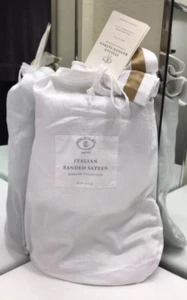 Restoration Hardware Italian Banded Sateen Full Bed Skirt Cotton Flax NEW $129 - Picture 1 of 10