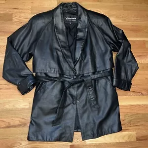 Vintage Wilsons schwarze Leder Herren Jacke/Trench Thinsulate Medium schön Y2K - Bild 1 von 8