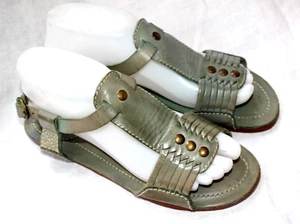 Sandalias Frye 7 / 7.5 B suroeste boho occidental harache gris plano gladiador - Imagen 1 de 10