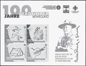 2007 "Austria" 100 Years Boy-Scouts, Blackprint Sheet VF/MNH! LOOK! RARE! - Picture 1 of 1