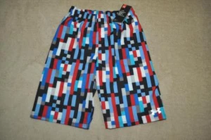 Under Armour Boys Zoom Volley Pixel-Print Swim Shorts 27C66008-60 Red/Ultra Blue - Picture 1 of 2