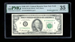 DBR 1974 $100 FRN New York Fr. 2167-B PMG 35 Serial B77982025A - Picture 1 of 2