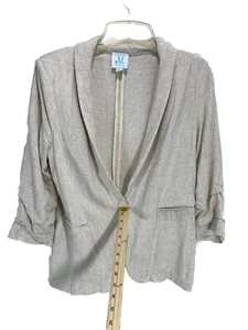Vintage Shopthemint BEIGE Linen Blazer, cardigan with Shoulder pads, size small - Picture 1 of 10