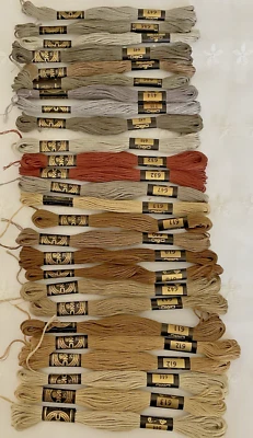 DMC 100% Cotton A Broder Floss France Lot of 26 Assorted Colors Browns Grays New - Image 1 of 4