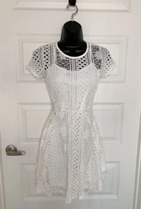 American Rag Lace Overlay White Short Sleeve Dress - Picture 1 of 6