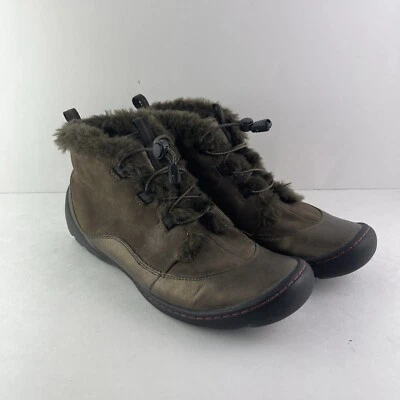 Botas de tornozelo femininas Privo by Clarks tamanho 9M forro de pele sintética marrom bronze - Imagem 1 de 4