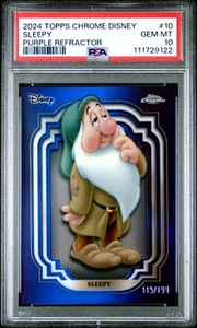 2024 TOPPS CHROME DISNEY PURPLE REFRACTOR #10 SLEEPY 115/199 PSA 10 - Picture 1 of 2