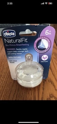 Paquete de 2 válvulas anticólicos con textura satinada de flujo rápido Chicco Natural Fit Foto 1 de 2