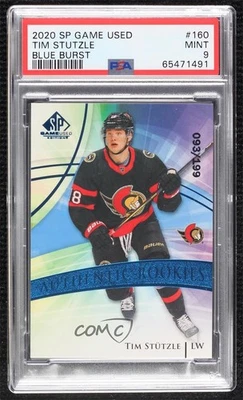 2020 SP Game Used Authentic Rookies Blue Burst Tim Stutzle PSA 9 MINT Rookie RC - Image 1 of 2