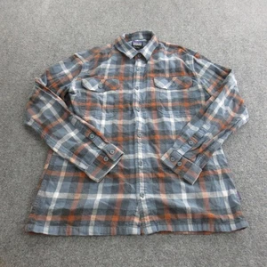 Patagonia Hemd Herren Large grau blau kariert Flanell Bio Baumwolle Fjord Freizeit - Bild 1 von 12