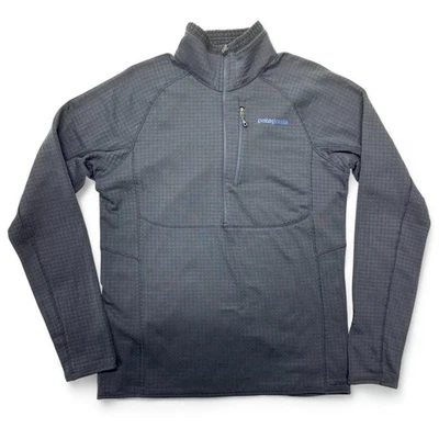 Chaqueta Pullover Polar Patagonia R1 1/4 Cremallera Para Hombre Mediana Azul Cuadros de Rejilla *agujero* Foto 1 de 4