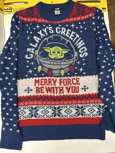 STAR WARS GALAXYS GREETINGS MERRY FORCE BE WITH YOU UGLY CHRISTMAS SWEATER LARGE - Picture 1 of 5