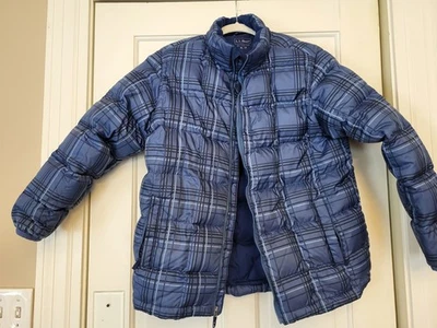 LL Bean Chaqueta Jóvenes Niños XL 18 Plumón de Ganso Puffer Esquí Azul Abrigo a Cuadros Foto 1 de 4