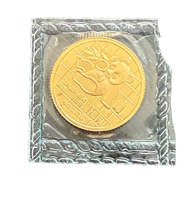 China 1989 oro 1/10 oz 10 yuanes panda original como nuevo sellado BU Foto 1 de 2