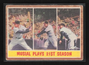 1962 Topps #317 Musial Plays 21ª Temporada Cardenales de San Luis PR - Imagen 1 de 2